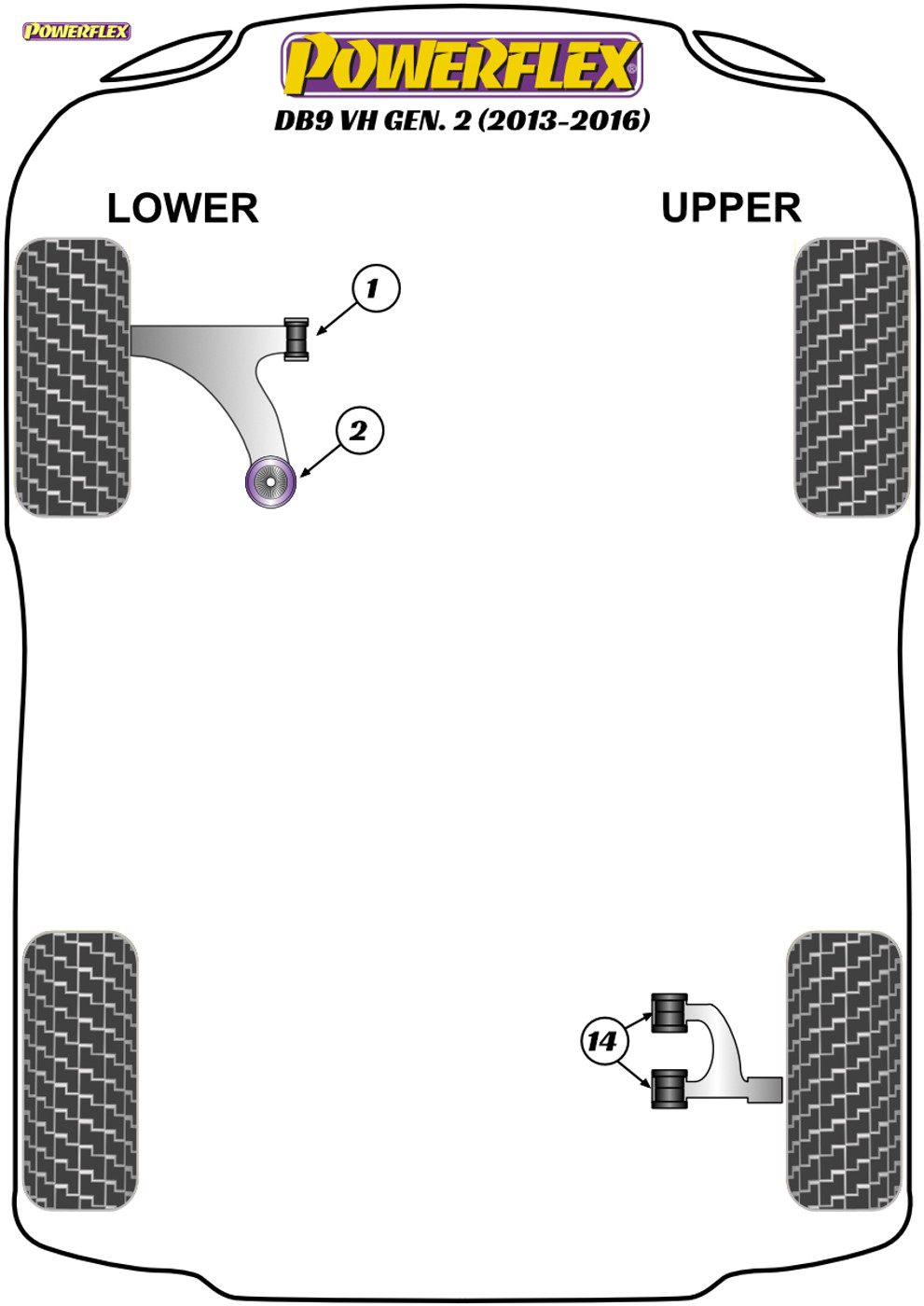 Powerflex Front Lower Wishbone Rear Bushes - DB9 (2013-2016) - PFF2-102