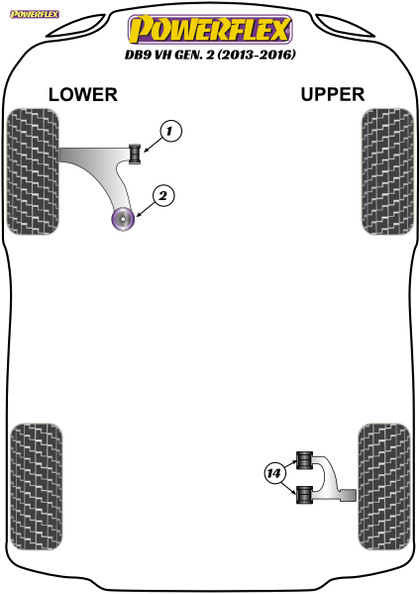 Powerflex Front Lower Wishbone Rear Bushes - DB9 (2013-2016) - PFF2-102 Powerflex Front Lower Wishbone Rear Bushes - DB9 (2013-2016) - PFF2-102