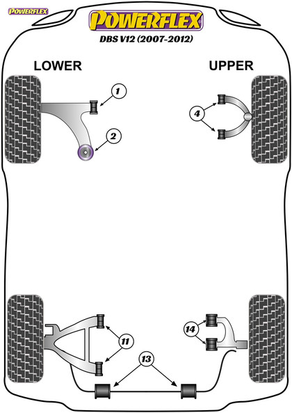 Powerflex Track Front Lower Wishbone Rear Bushes - DBS V12 (2007-2012) - PFF2-102BLK Powerflex Track Front Lower Wishbone Rear Bushes - DBS V12 (2007-2012) - PFF2-102BLK