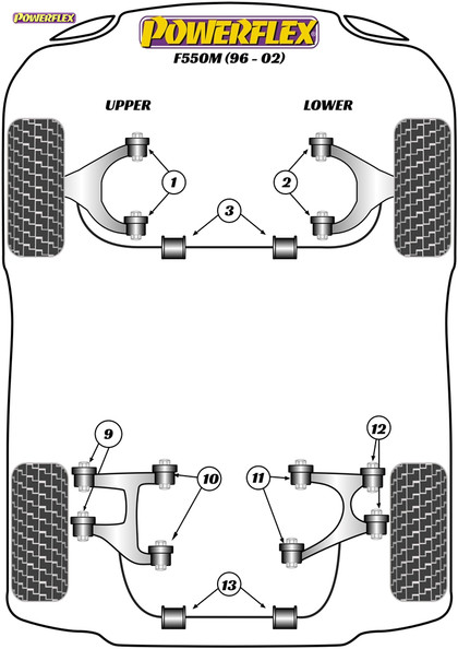 Powerflex Rear Lower Wishbone Inner Bushes - 550 Maranello & Barchetta (1996 - 2002) - PFR17-412 Powerflex Rear Lower Wishbone Inner Bushes - 550 Maranello & Barchetta (1996 - 2002) - PFR17-412