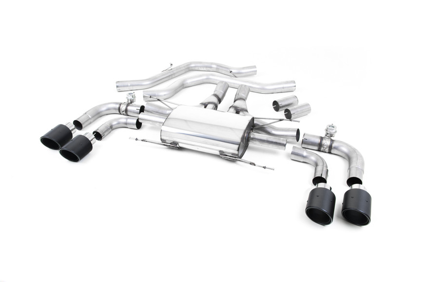 Milltek Front Pipe-back - with Jet-100 Carbon Trims - Giulia - Quadrifoglio 2.9 V6 Bi-Turbo - 2017-2020 - SSXAR005