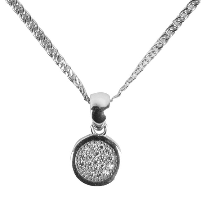 Circle Silver Pendant traced in scintillating Diamonds