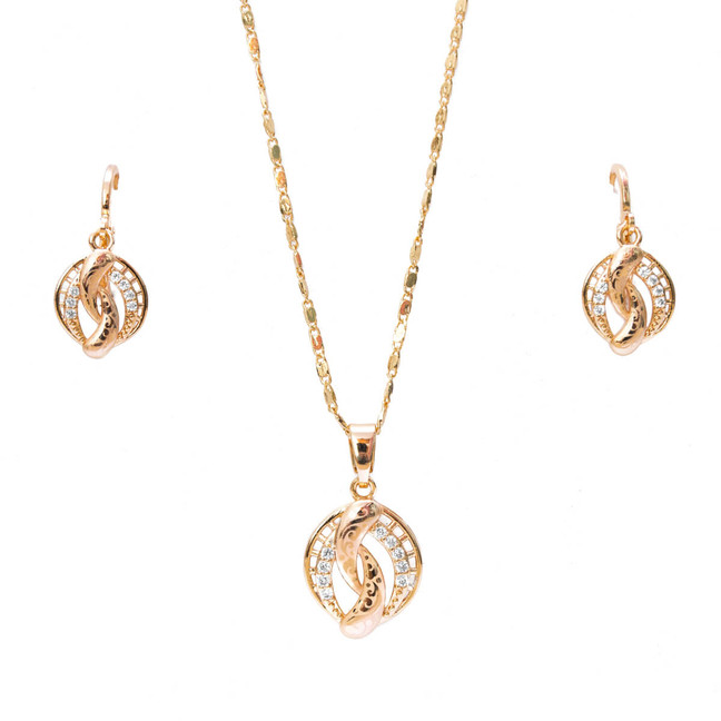 Diamond Vine Pendant & Earrings in 18 Karat Rose Gold