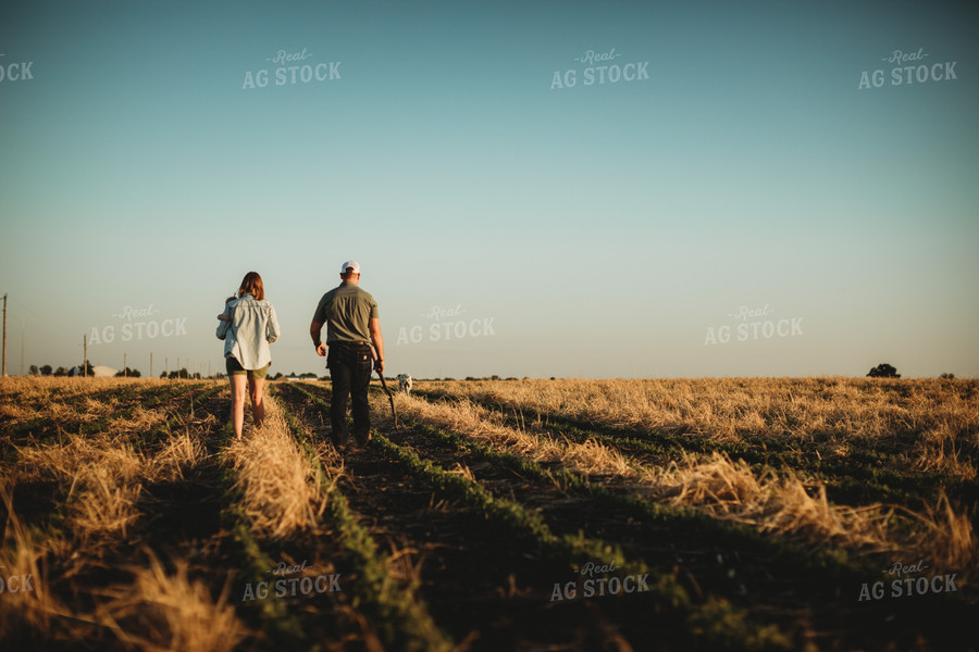 Farm Family in Soybean and Rye Cover Crop Field 5896