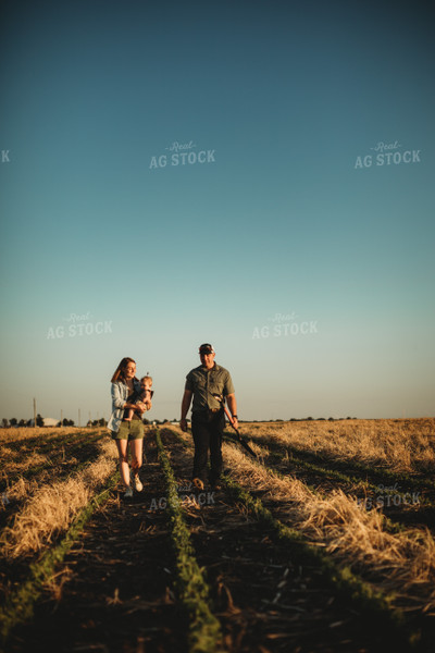 Farm Family in Soybean and Rye Cover Crop Field 5899