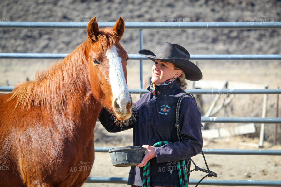 Female Rancher and Horse 78023