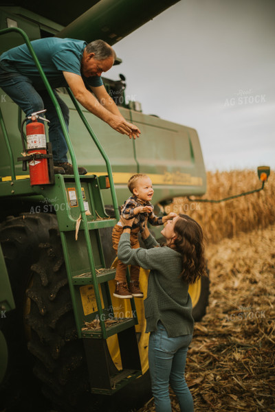 Farm Family Exiting Combine 6653