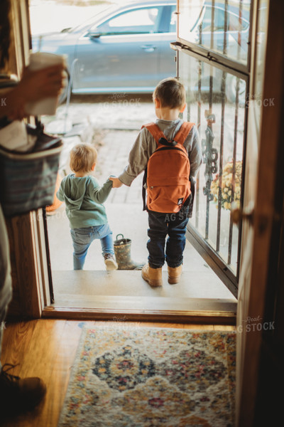 Farm Kids Exiting House 6815