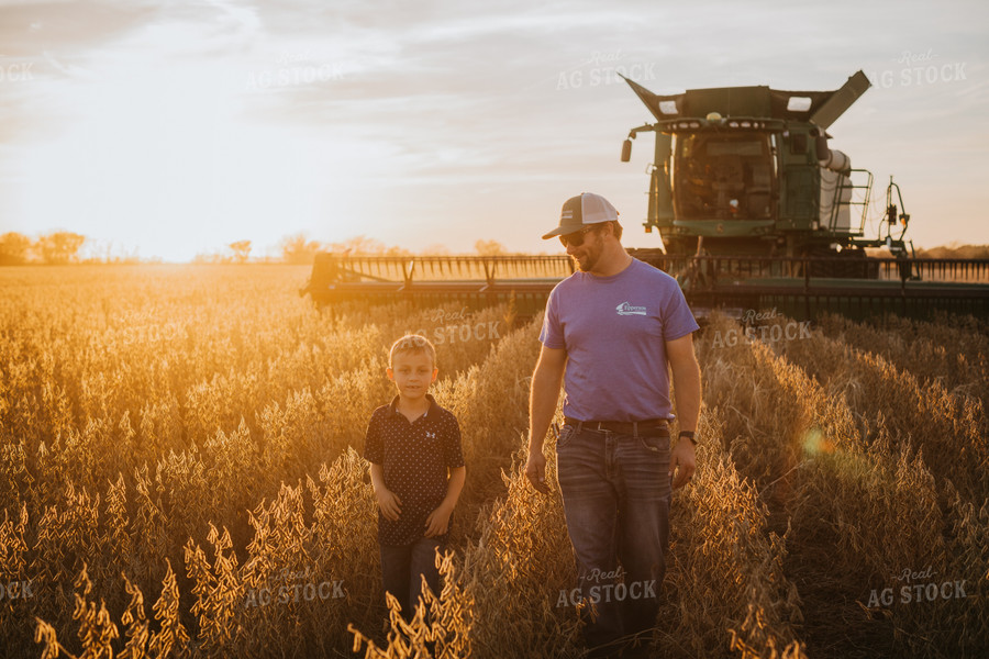 Farmer and Son in Soybean Field 6979