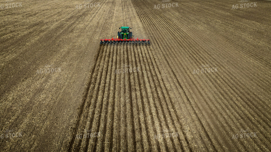 Aerial View of Tractor Strip Tilling Field 56627