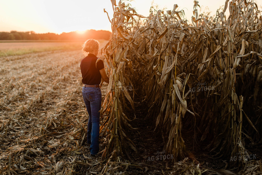 Female Agronomist Checking Corn 8340
