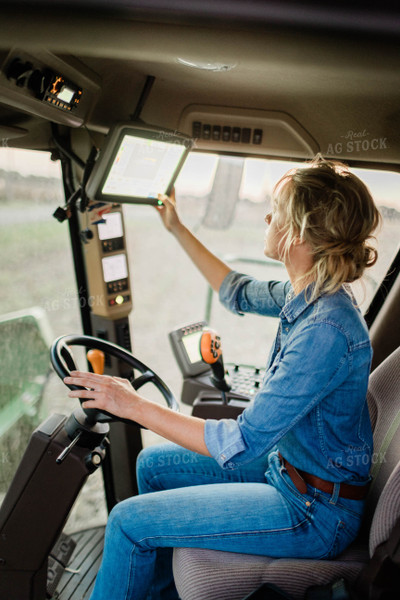 Female Farmer in Combine Cab 8395