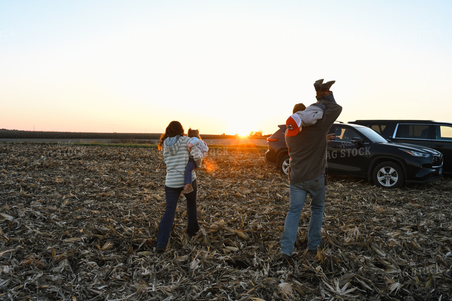 Farm Family Walking in Field 26313