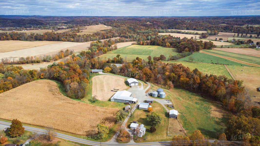 Aerial of Farm in Fall 52643
