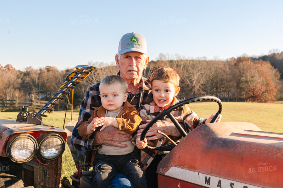 Farm Kids with Grandpa on Tractor 52644