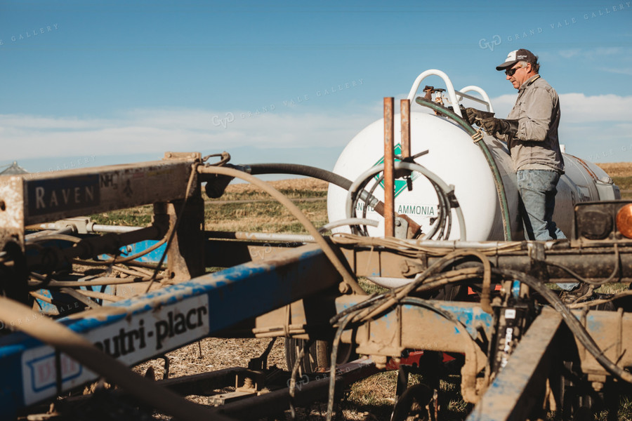 Farmer Hooking Up Anhydrous Ammonia Tank 3572