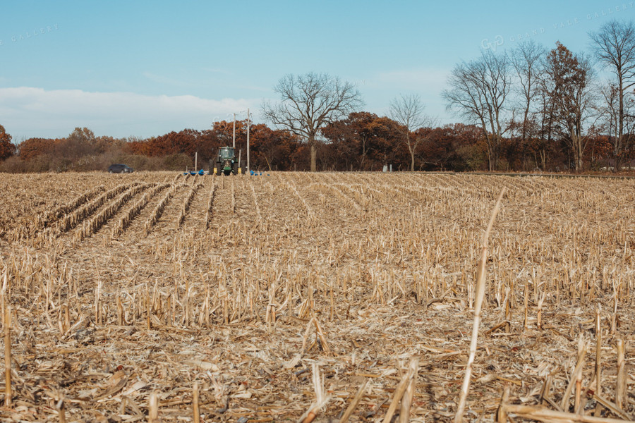 Tractor Disking Corn Field 3617
