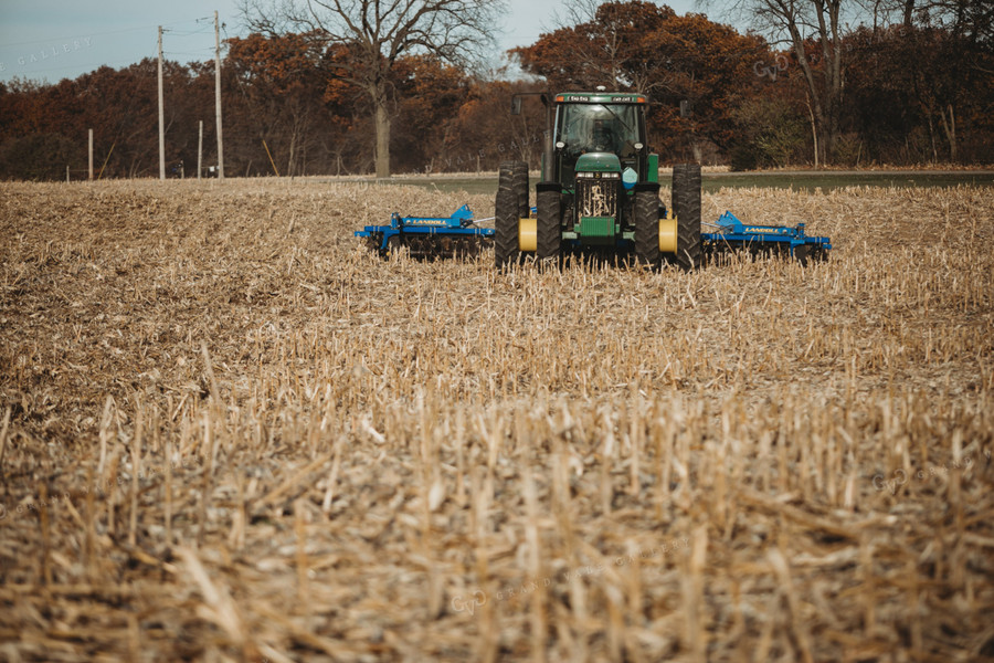 Tractor Disking Corn Field 3619