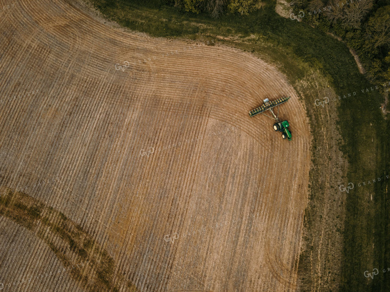 Planter on No-Till Ground with Waterway - Drone 4055