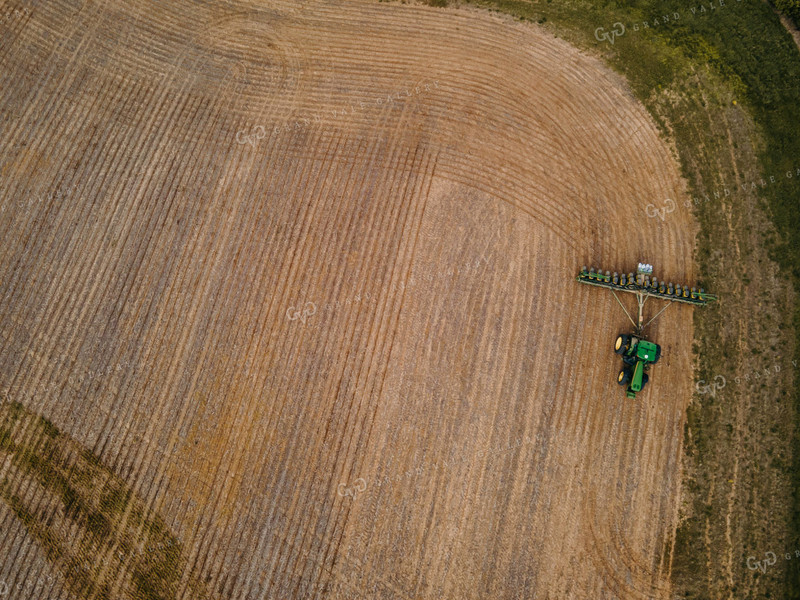 Planter on No-Till Ground with Waterway - Drone 4056