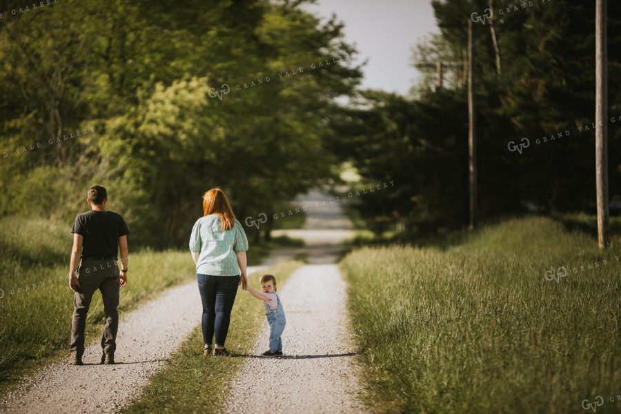 Farm Family Walking Down Gravel Road 4171