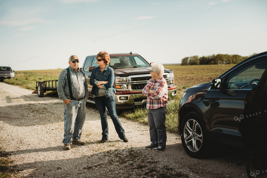 Farm Family Talking Along Field 4190