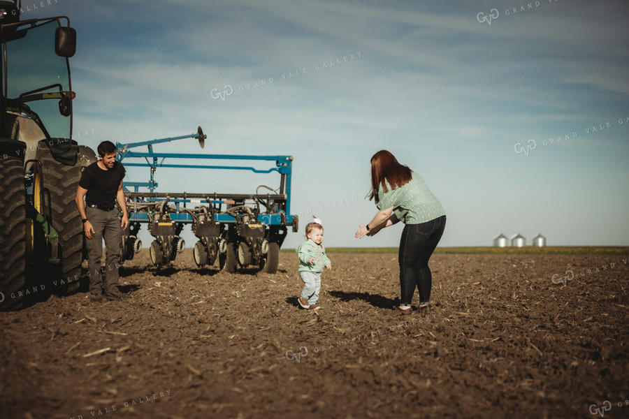 Farm Family in Newly Planted Field 4198