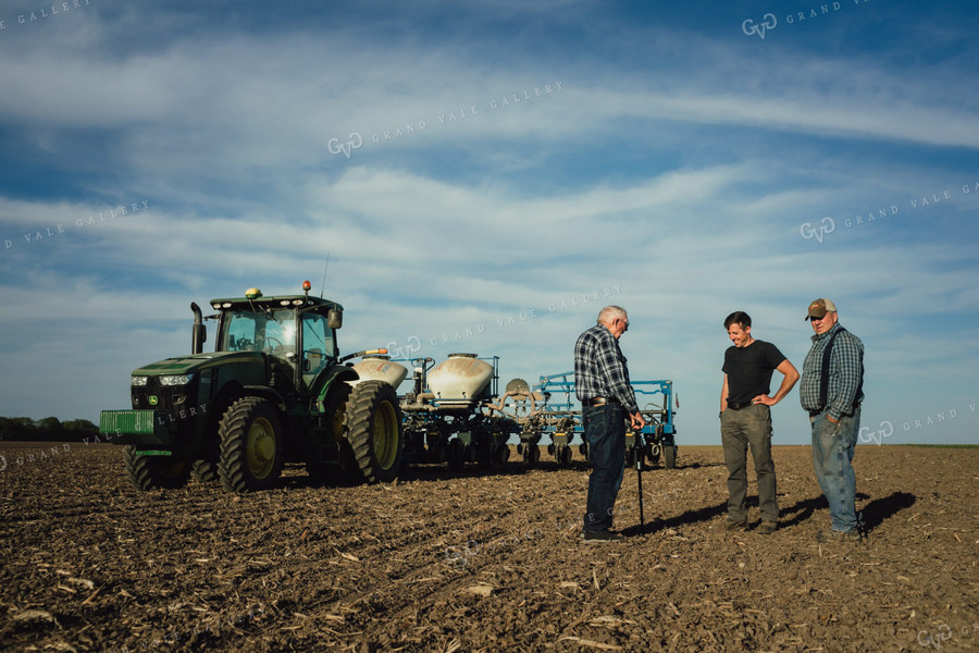 3 Generations of Farmers in Field at Planting 4219