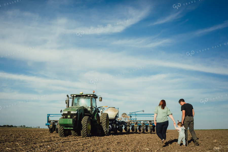 Farm Family in Field with Planter 4233
