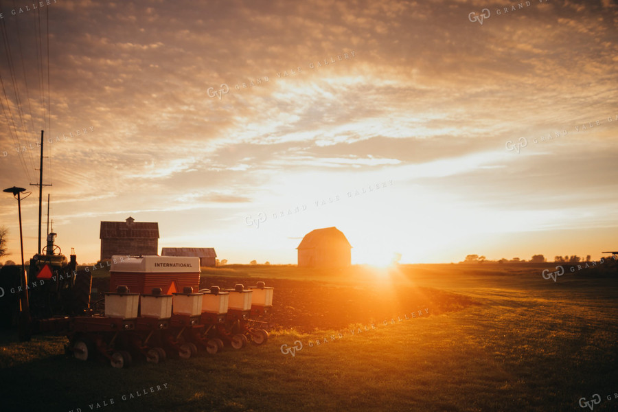 Rural Farmyard with Old Tractor and Planter 4324