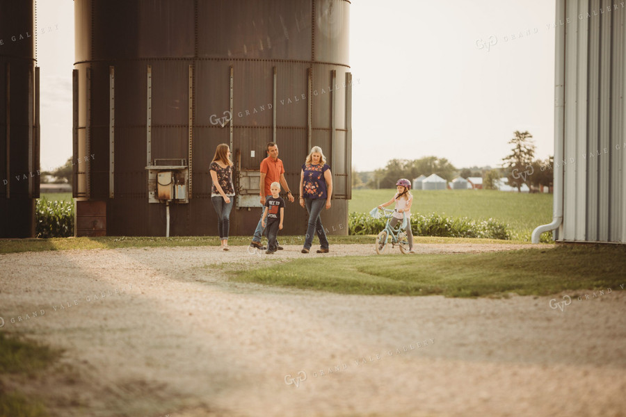 Farm Family Walking Along Corn Field 4469