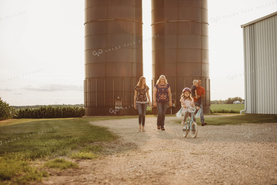 Farm Family Walking Along Corn Field 4478