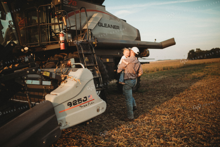 Farmer Helping Farm Kid Down Combine Ladder 4868