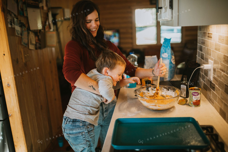 Farm Mom and Farm Kid Cooking in Kitchen 4996