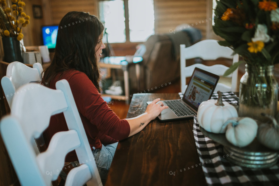 Farm Mom Working on Computer 5035