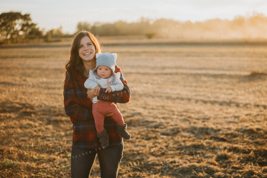 Farm Mom and Wife with Baby in Soybean Field 5097