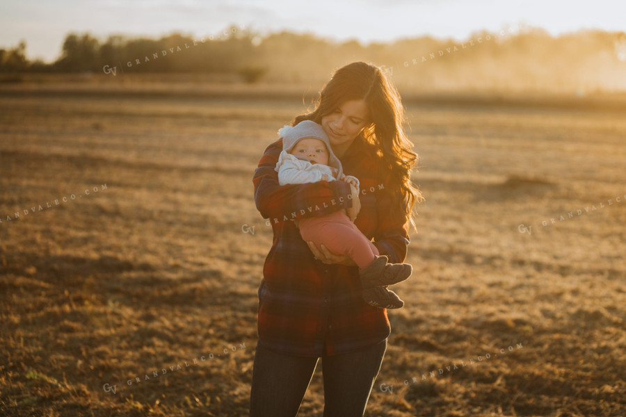 Farm Mom and Wife with Baby in Soybean Field 5098