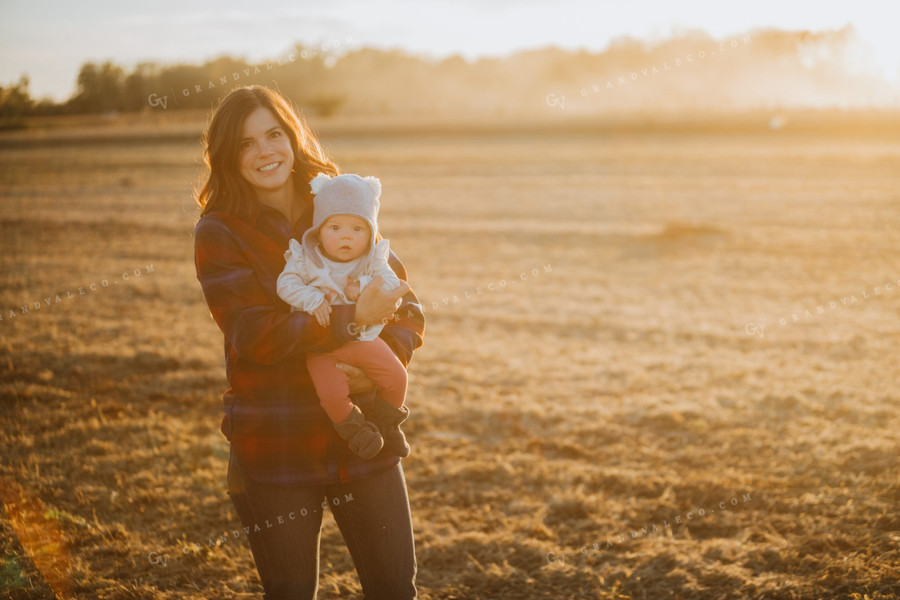 Farm Mom and Wife with Baby in Soybean Field 5099