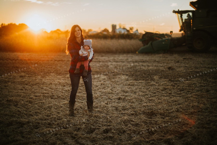 Farm Mom and Wife with Baby in Soybean Field 5105