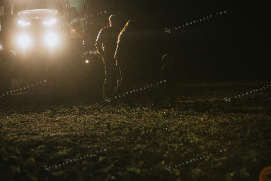 Farm Mom Picking Farm Boy Up from Field at Night 5172