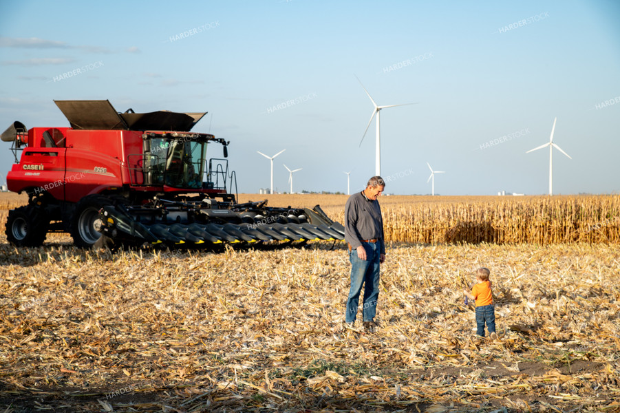 Grandson Running to Grandfather Farmer 25816