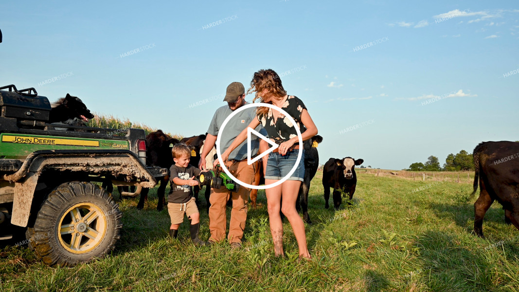 Farm Family in the Cattle Pasture - 362