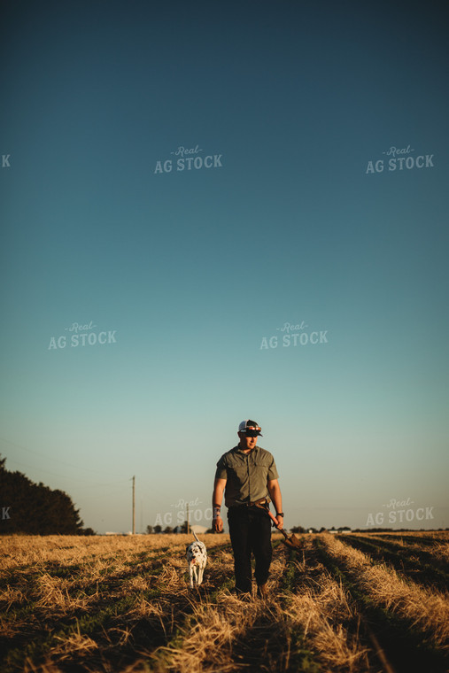 Farmer Agronomist with Shovel in Soybean and Rye Cover Crop Field 5894