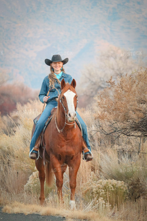 Female Rancher on Horse 78019