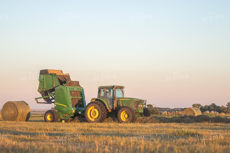 Tractor Baling Hay 72092