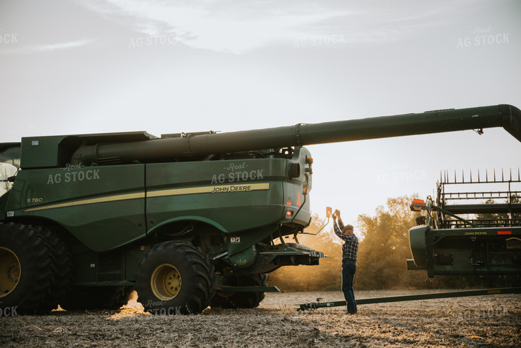 Farmer with Combine and Head 6743