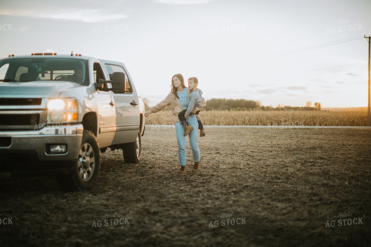 Farm Mom in Field with Son 6749