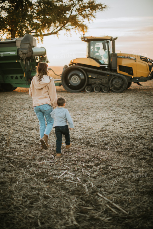 Farm Mom and Son in Field 6757