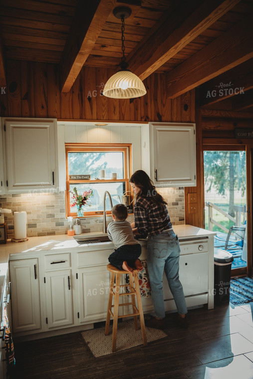 Farm Mom With Son in Kitchen 6795