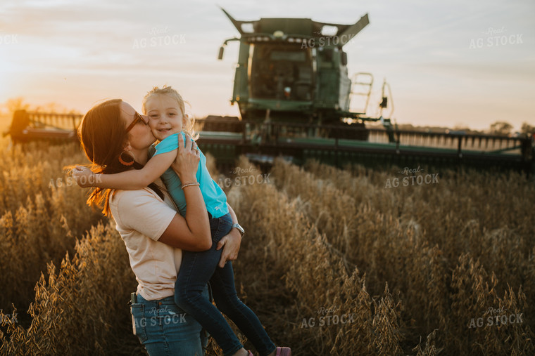 Farm Mom and Daughter in Soybean Field 6989